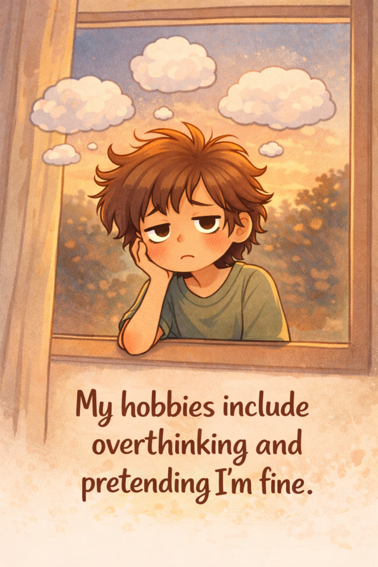My hobbies include overthinking and pretending I’m fine.