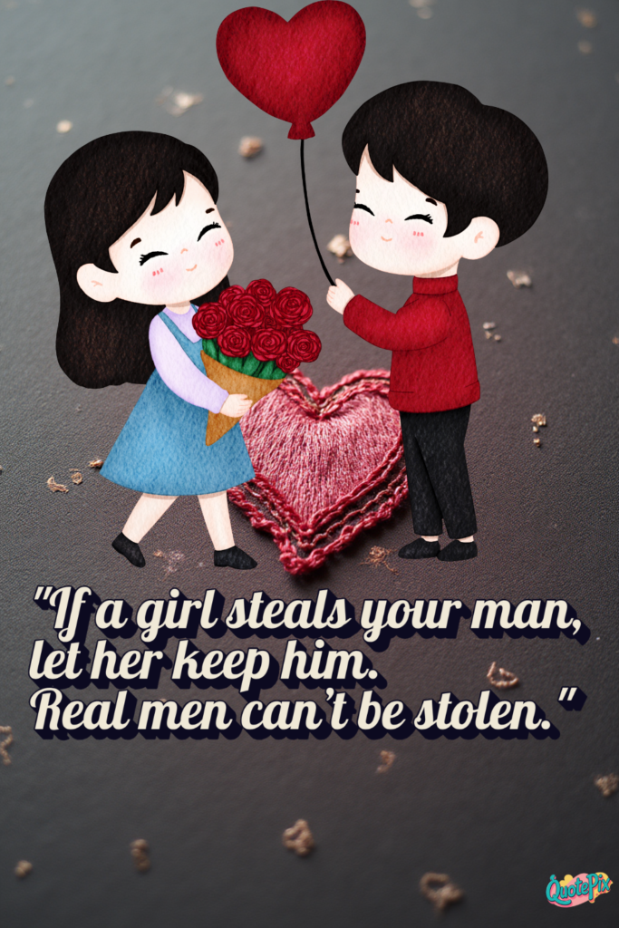 If a girl steals your man, let her keep him. Real men can't be stolen.
