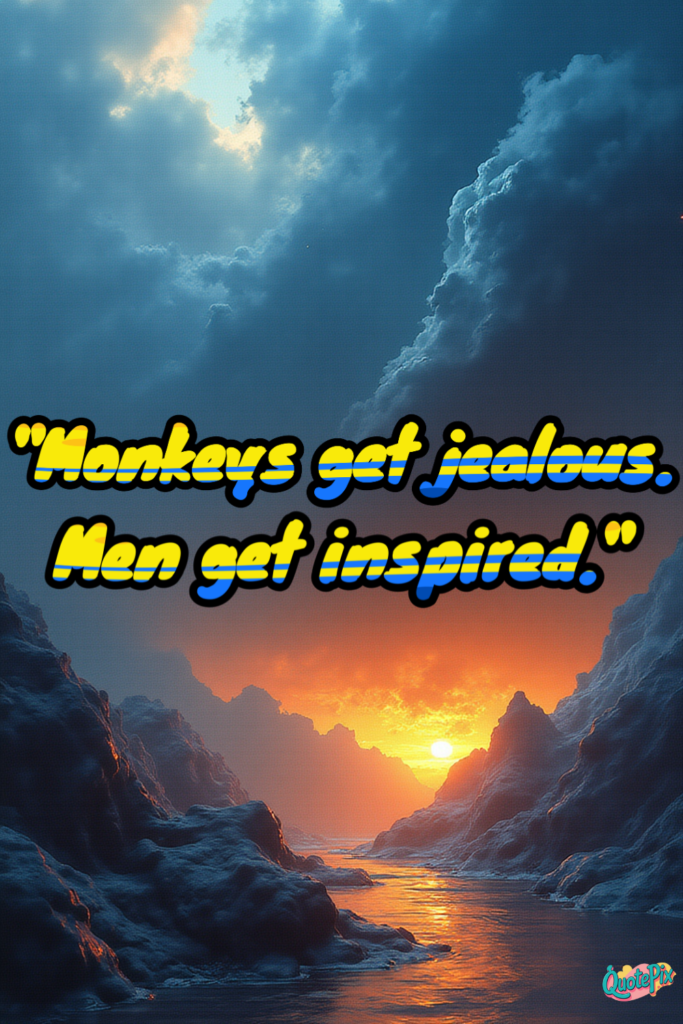 Monkey get jealous.
Men get inspired.