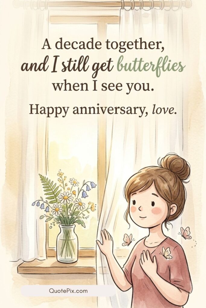 A decade together, and I still get butterflies when I see you. Happy anniversary, love.