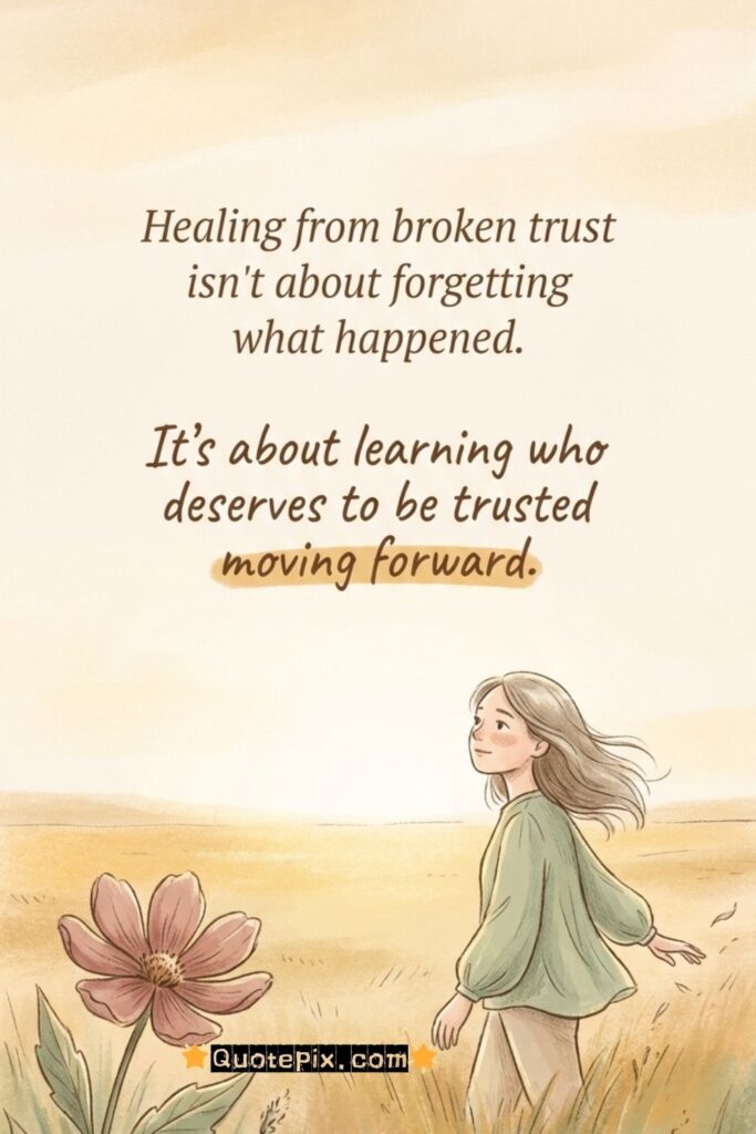 Healing from broken trust isn't about forgetting what happened.  It's about learning who deserves to be trusted moving forward.