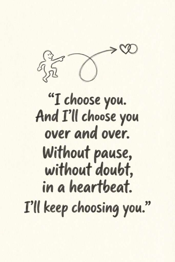 I choose you. And I’ll choose you over and over. Without pause, without doubt, in a heartbeat. I’ll keep choosing you