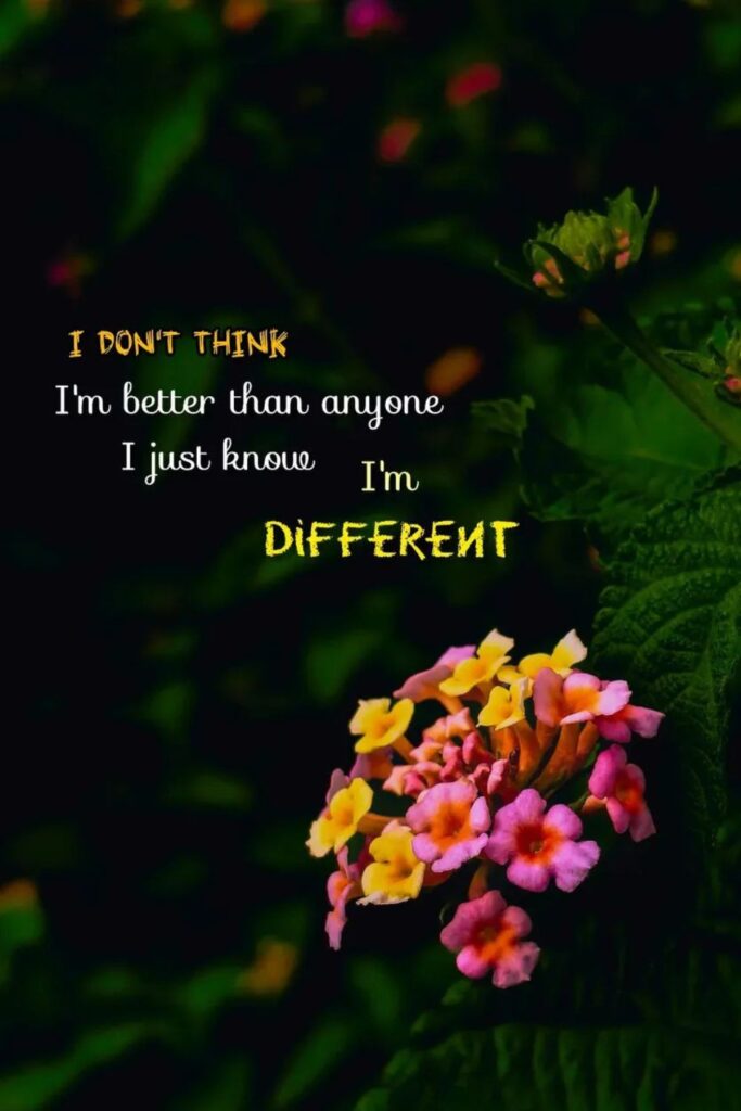 I don't think I am better than anyone I just know I am different.
