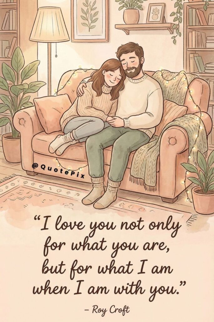 I love you not only for what you are, but for what I am when I am with you. Small elegant credit below_ – Roy Croft