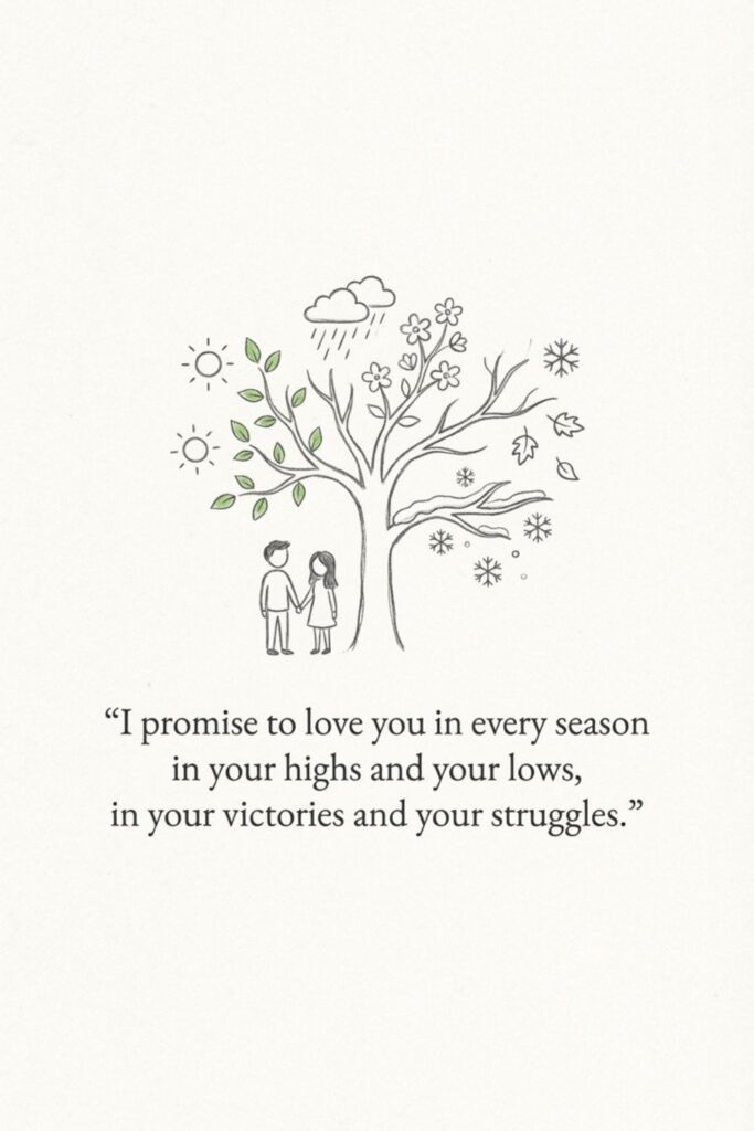 I promise to love you in every season in your highs and your lows, in your victories and your struggles