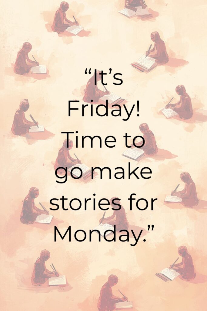 It’s Friday! Time to go make stories for Monday.