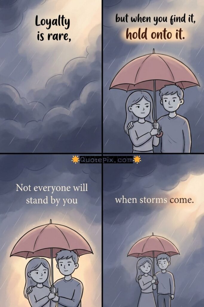 Loyalty is rare,  but when you find it,       hold onto it.  Not everyone will stand by you when storms come