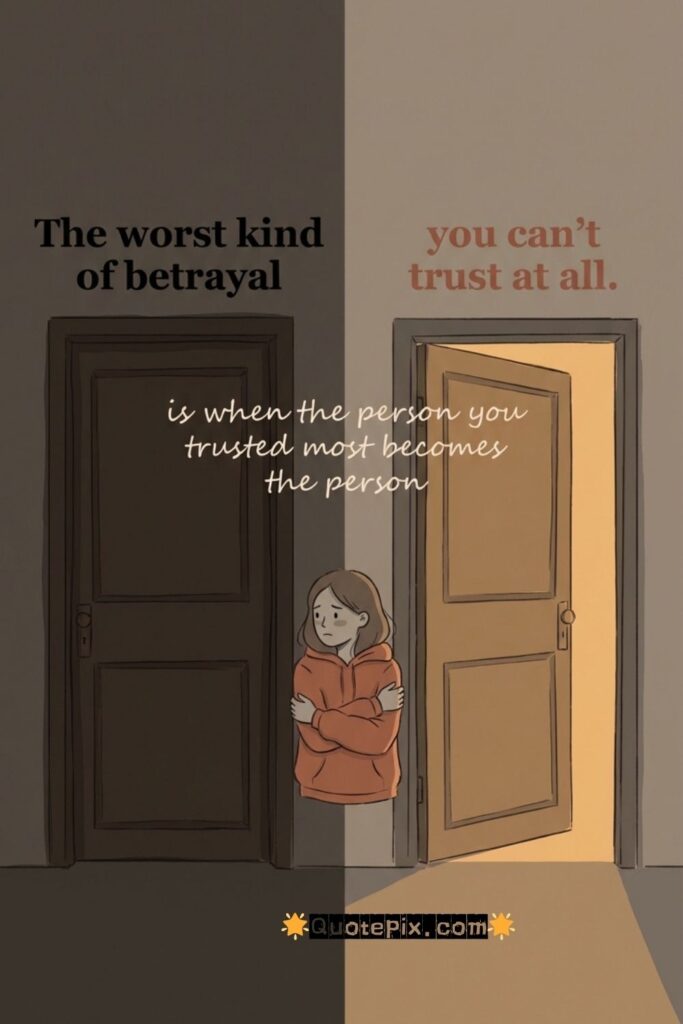 The worst kind of betrayal  is when the person you trusted most  becomes the person you can't trust at all