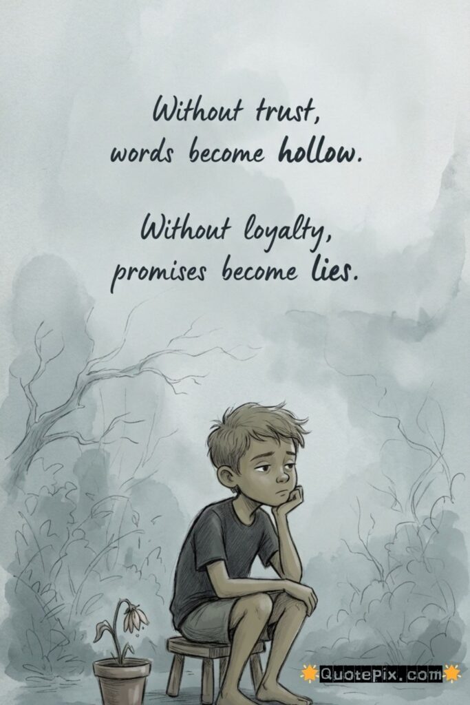 Without trust, words become hollow.  Without loyalty, promises become lies