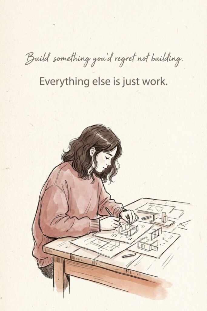 Build something you'd regret not building. Everything else is just work