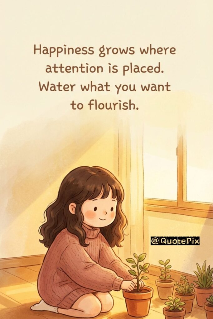 Happiness grows where attention is placed. Water what you want to flourish