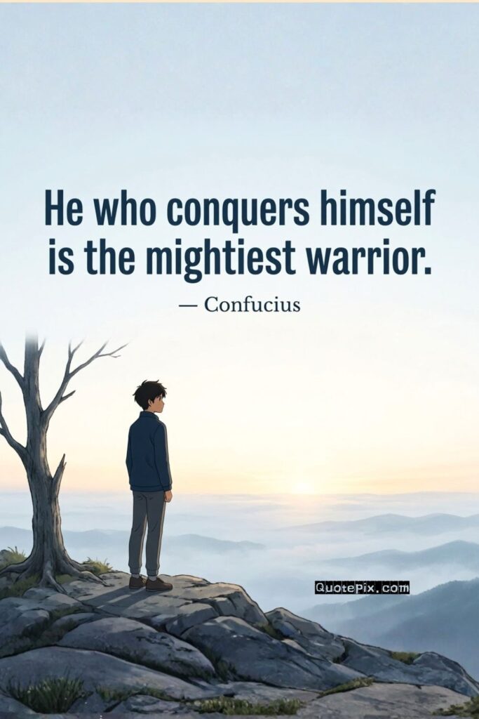 He who conquers himself is the mightiest warrior.  — Confucius