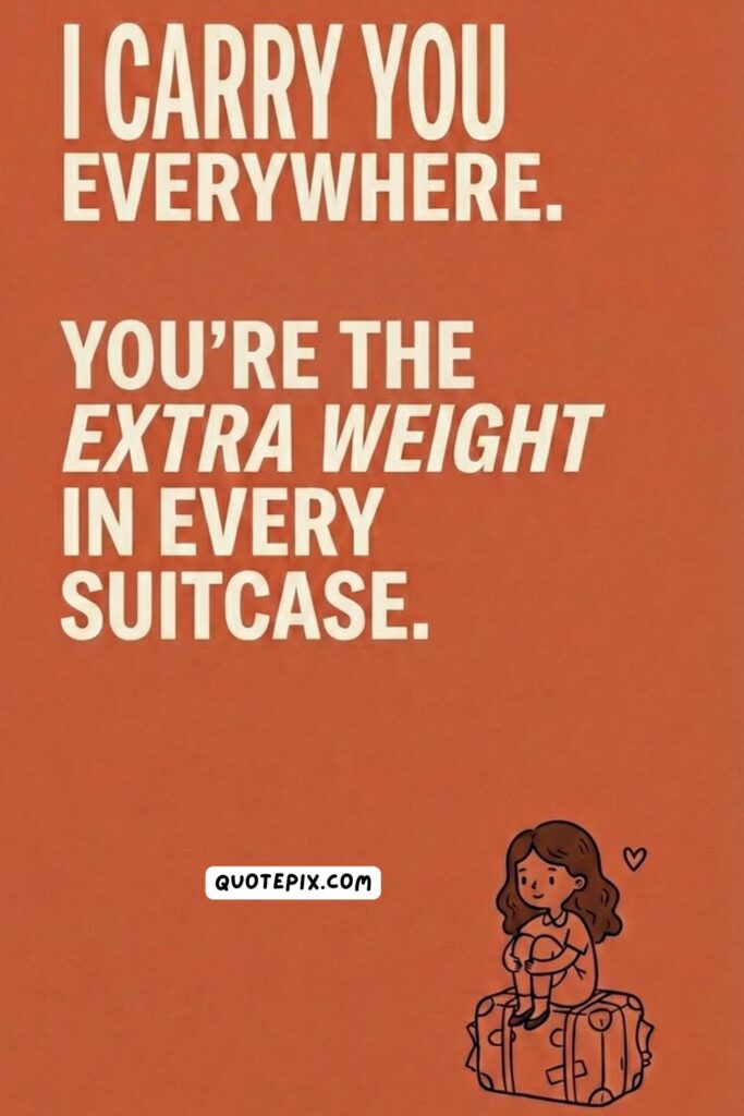 I carry you everywhere. You're the extra weight in every suitcase.