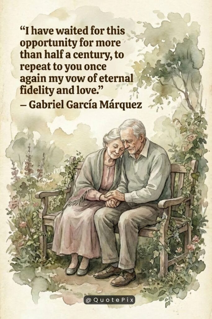 I have waited for this opportunity for more than half a century, to repeat to you once again my vow of eternal fidelity and love. — Gabriel García Márquez