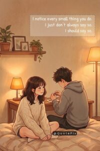 I notice every small thing you do. I just don't always say so. I should say so.