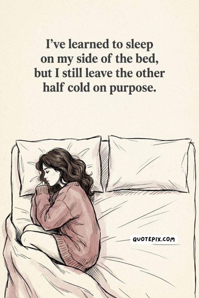 I've learned to sleep on my side of the bed, but I still leave the other half cold on purpose.