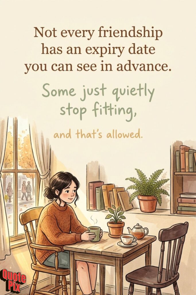 Not every friendship has an expiry date you can see in advance.  Some just quietly     stop fitting, and that's allowed