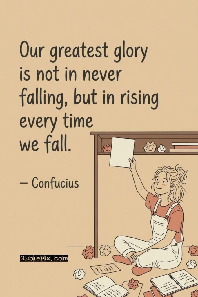 Our greatest glory is not in never falling, but in rising every time we fall. – Confucius