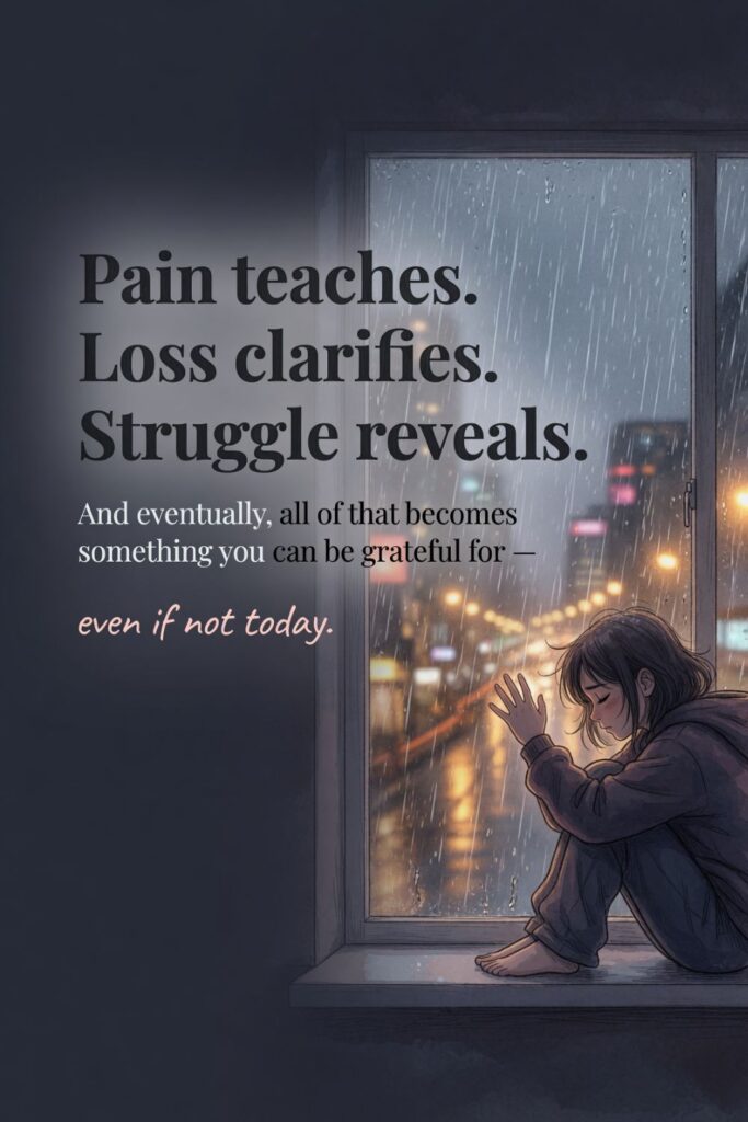 Pain teaches. Loss clarifies. Struggle reveals. And eventually,&hellip;