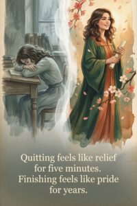 Quitting feels like relief for five minutes. Finishing feels like pride for years