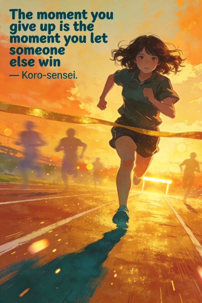 The moment you give up is the moment you let someone else win. — Koro-sensei