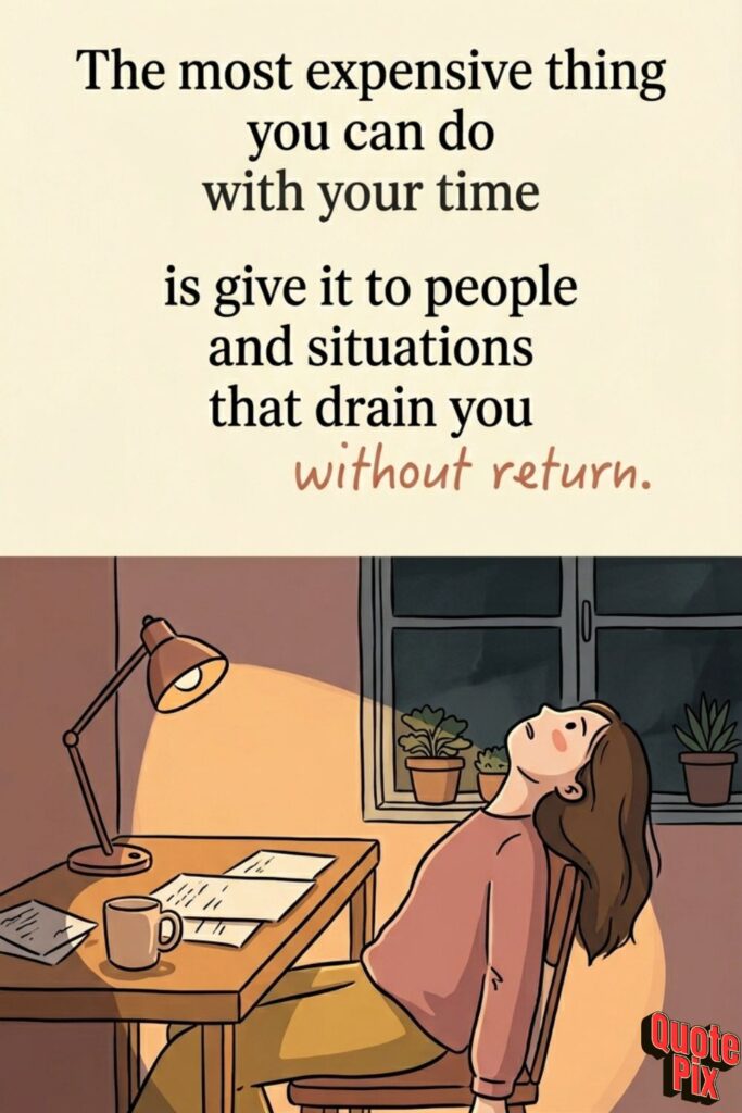 The most expensive thing you can do with… The most expensive thing you can do with your time is give it to people and situations that drain you without return
