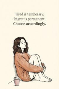 Tired is temporary. Regret is permanent. Choose accordingly