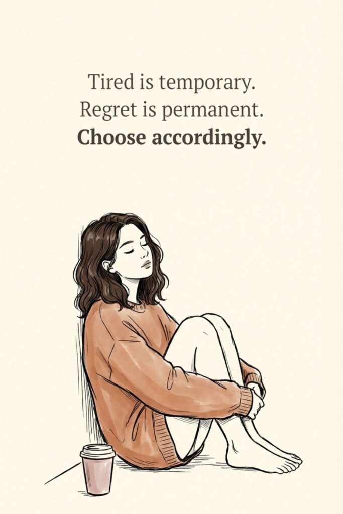 Tired is temporary. Regret is permanent. Choose accordingly