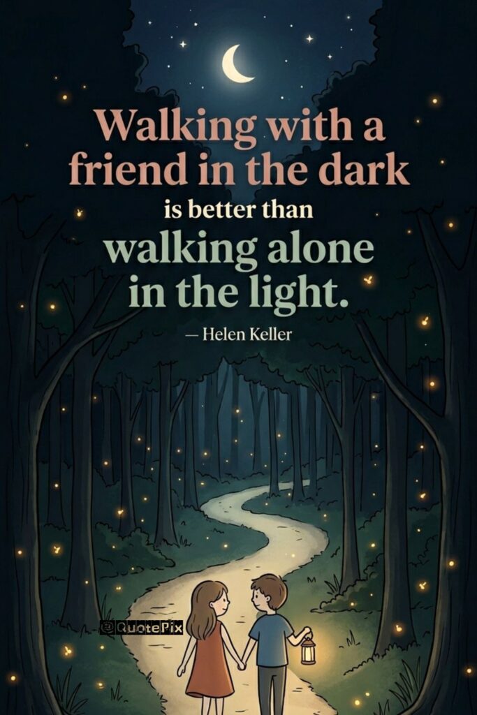 Walking with a friend in the dark is&hellip;
