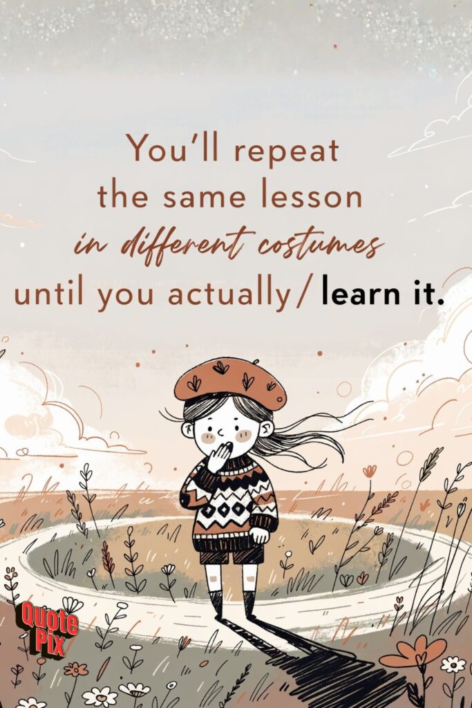 You'll repeat the same lesson in different costumes until you actually learn it
