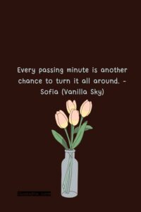 Every passing minute is another chance to turn it all around. – Sofia (Vanilla Sky)