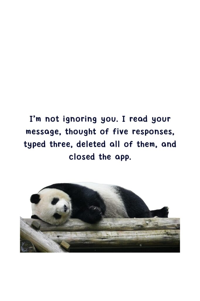 I’m not ignoring you. I read your message, thought of five responses, typed three, deleted all of them, and closed the app.