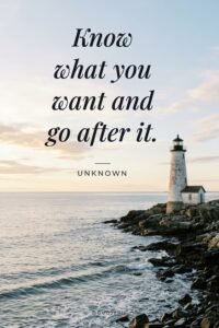 Know what you want and go after it. — Unknown
